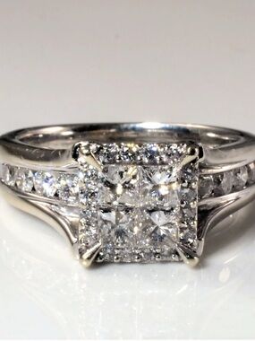 14K White Gold Diamond Engagement Ring